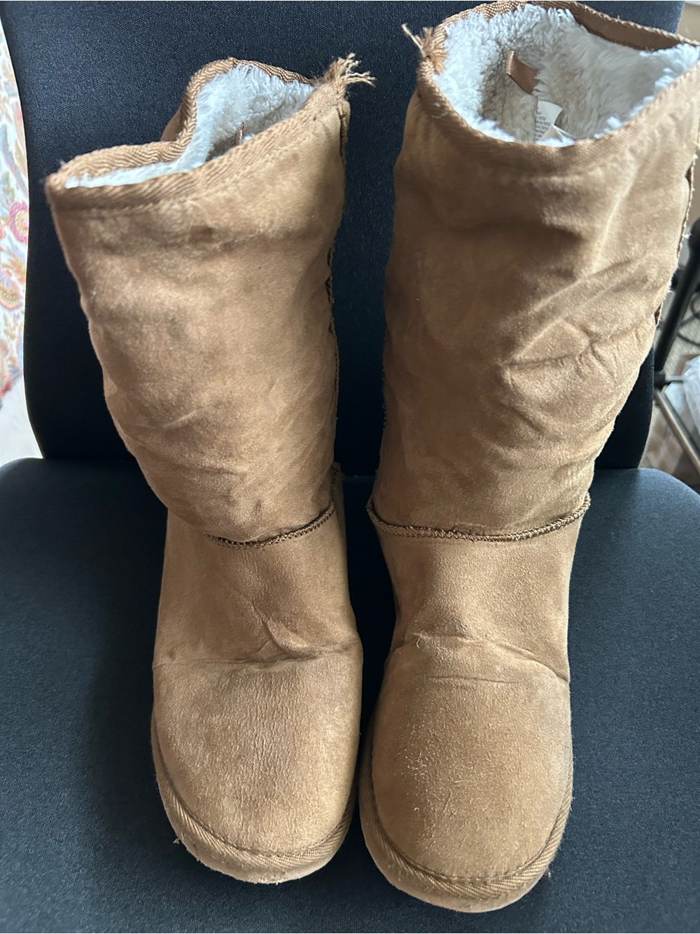 Women's Tan Faux-Suede Shearling Lined Winter Boots